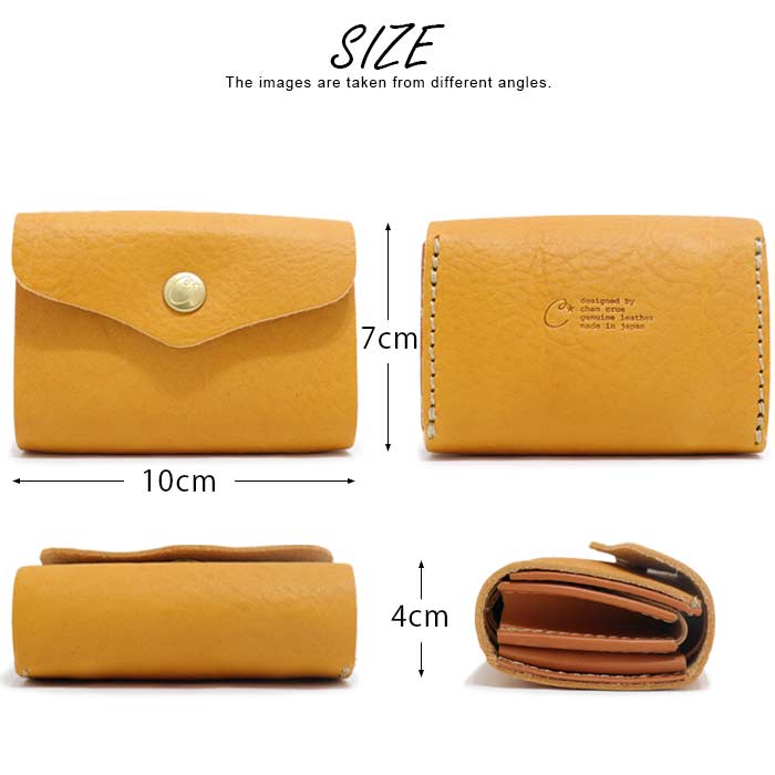 Cham（チャム） ミニ 財布 お札 折らない 革 3つ折り 財布 コンパクト