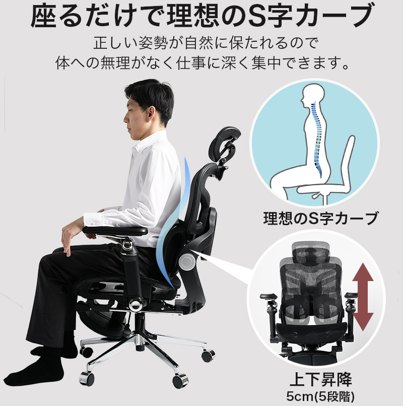 グラムスタイル オフィスチェア メッシュ デスクチェア フットレスト