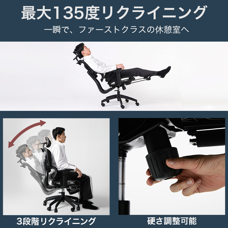 オフィスチェア メッシュ デスクチェア フット...の詳細画像4