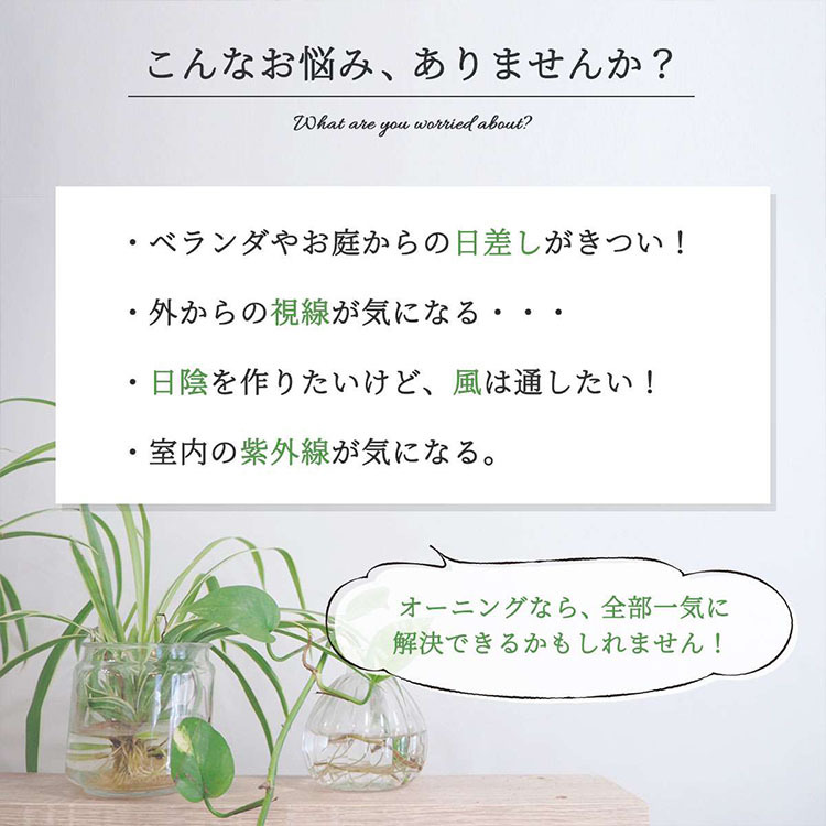 お部屋やテラスでの日差し対策に。省エネ対策にも！ 『オーニング』