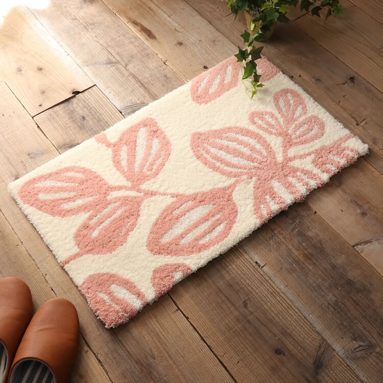 ハンドメイド ピンクと緑のマット ac4249d5aab79149f8794bfb21e137