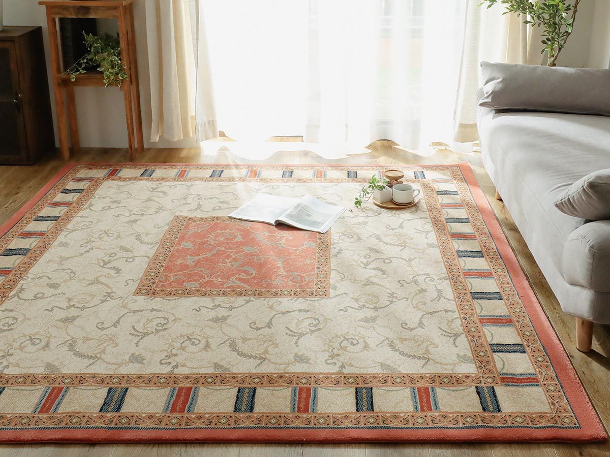 ペルシャ絨毯風 ウィルトン織 ラグ カーペット 正方形 4.5畳 