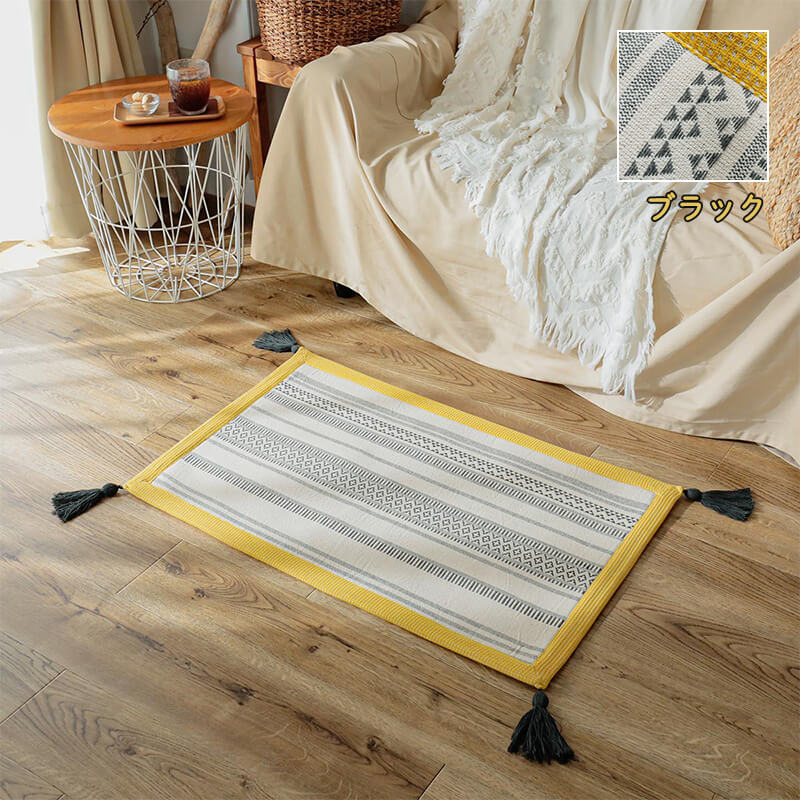 グラムスタイル 玄関マット コットン 綿 100％ 滑り止め付き インド