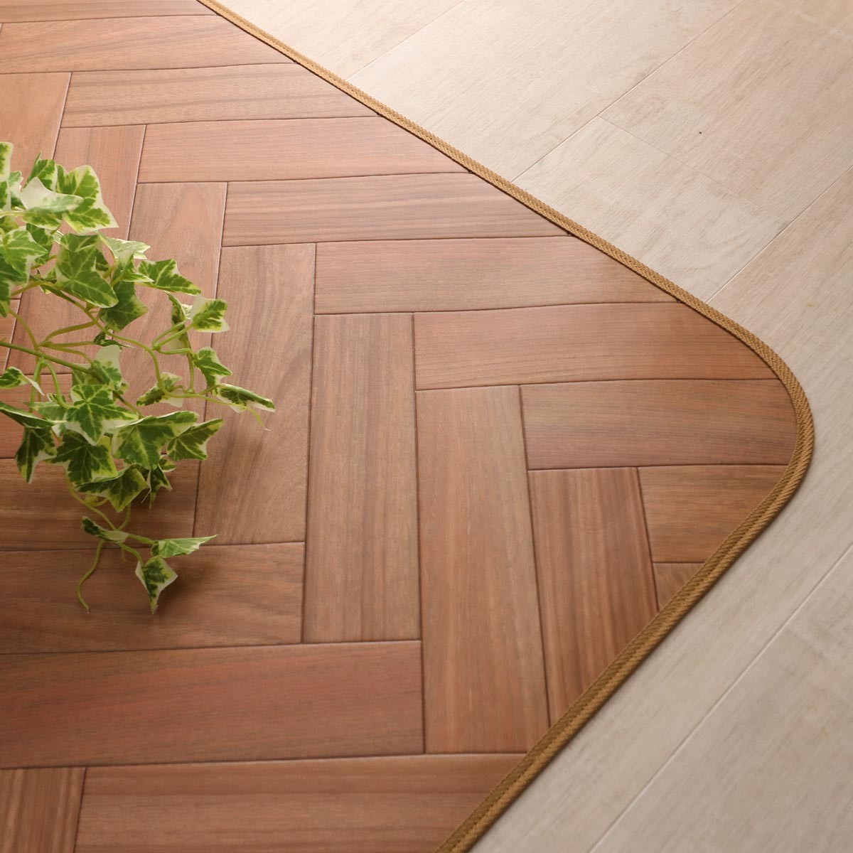 ダイニングラグ 182&times;182 撥水 抗菌 床暖房対応 クッションフロアラグ ダイニングラグマット 木目 折り畳み配送 標準タイプ1-10