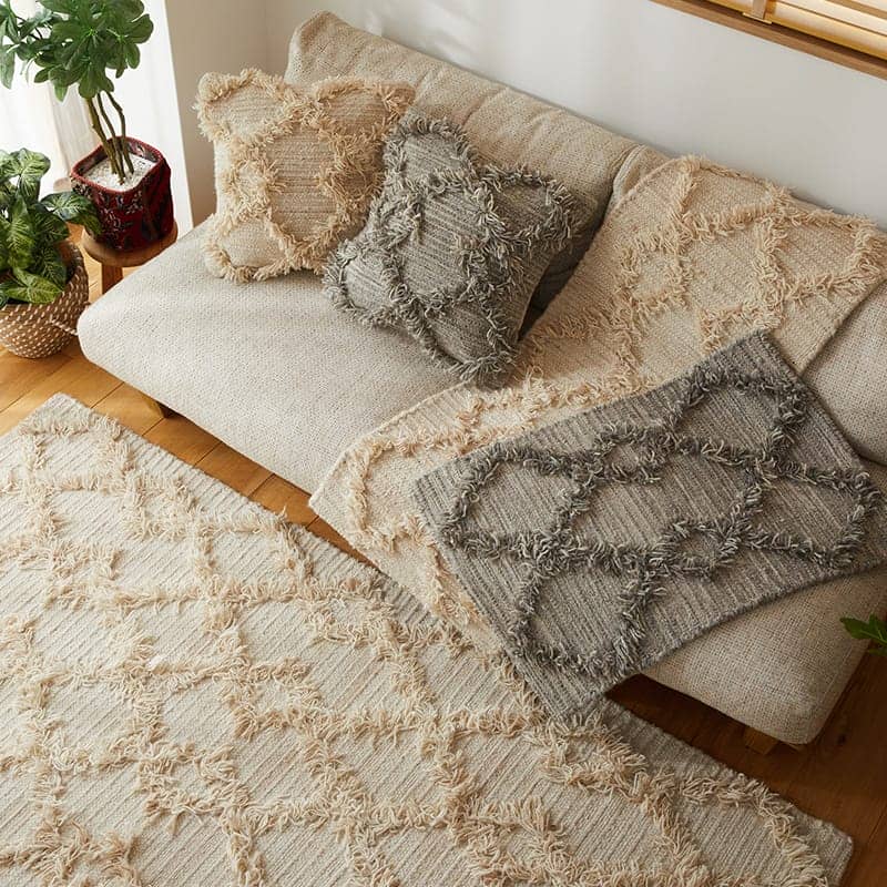 ベニワレンラグ　ベージュ菱形 ベニワレンラグ ベージュ菱形 おしゃれなベニワレン風ラグの通販