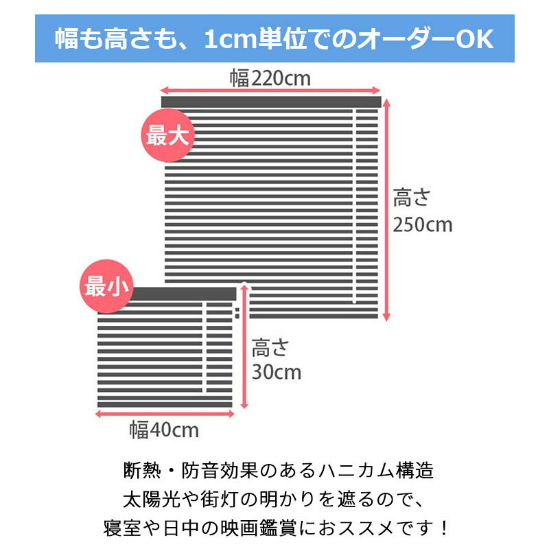 ハニカムスクリーン1cm単位でのオーダー