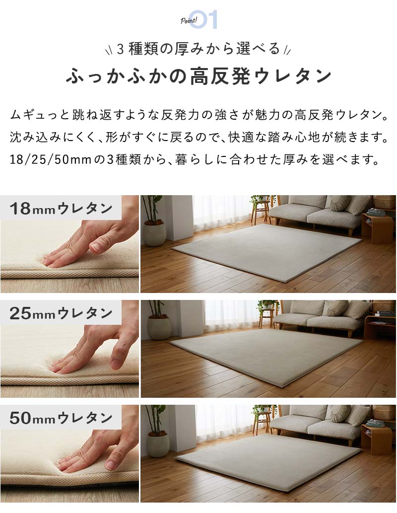 ラグ カーペット ラグマット 高反発 6畳 235×330 厚手 撥水 絨毯 オールシーズン 高反発ラグ 北欧 おしゃれ / ホリデープラス 高反発18mm 関連画像4