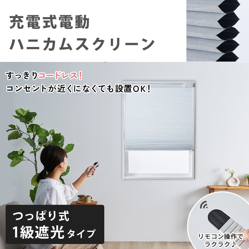 グラムスタイル 電動ハニカムスクリーン つっぱり 遮光 オーダー