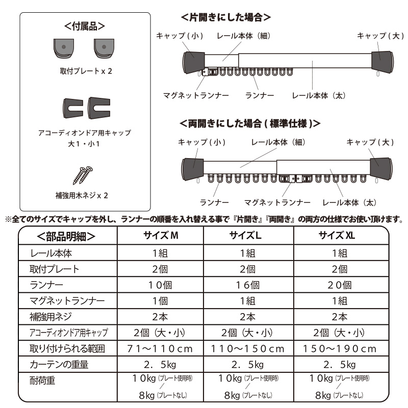 つっぱりカーテンレール商品詳細