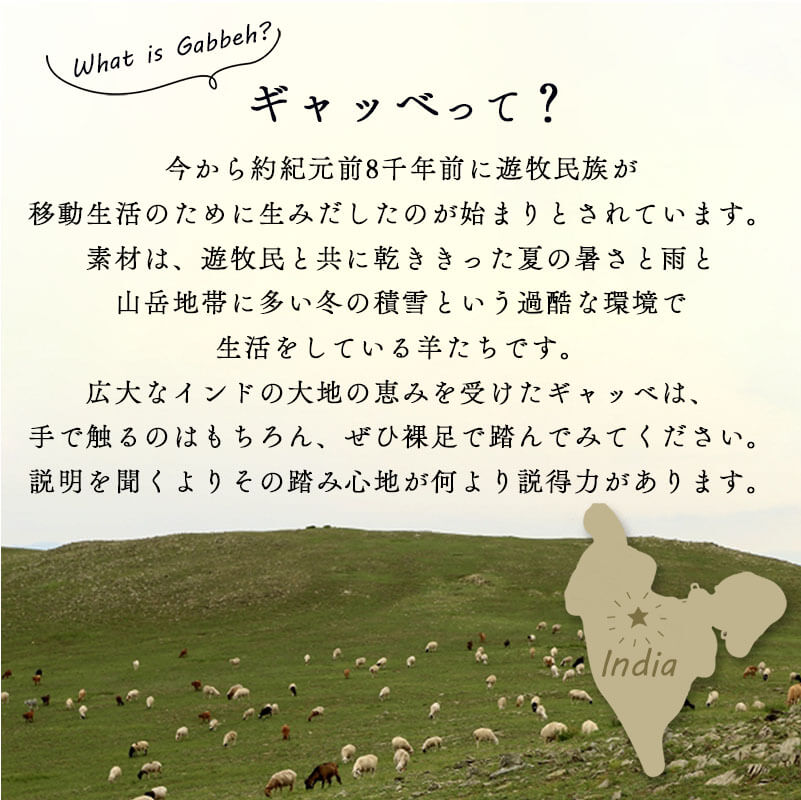 ギャッベ ラグ ウール100% 絨毯 1畳 玄...の詳細画像3