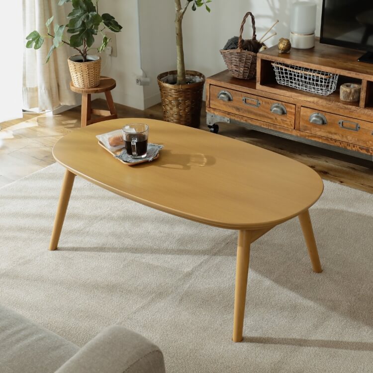 こたつ テーブル 一人用 おしゃれ 折り畳み ローテーブル オールシーズン 北欧 楕円形 一人暮らし / こたつテーブル マッジョーレ  約90x50x35.5cm
