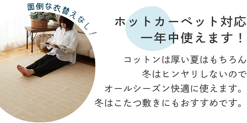 ホットカーペット使用可で一年中使用できます。