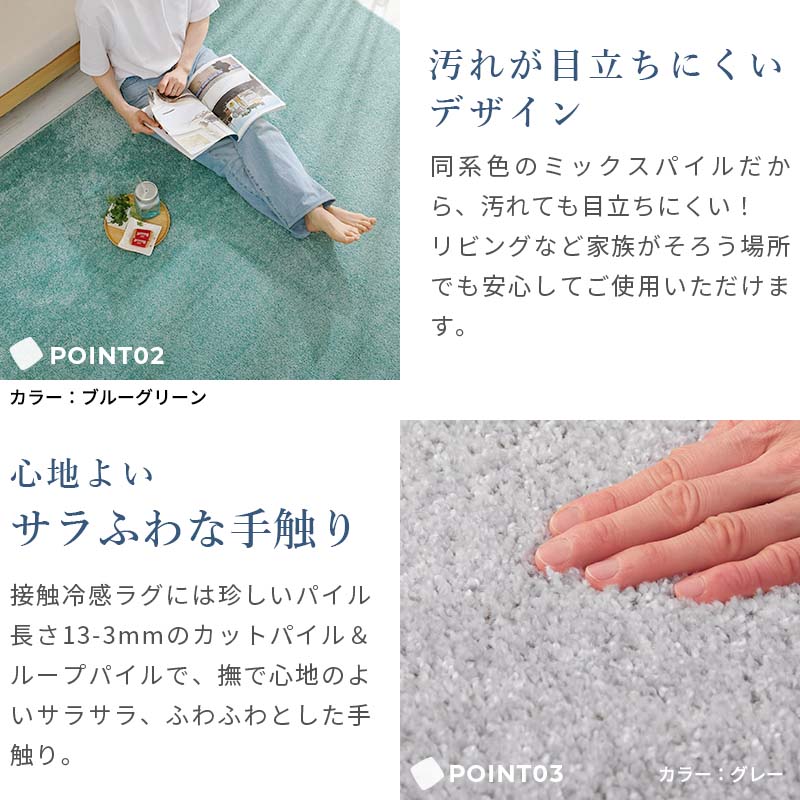 グラムスタイル カラー限定特価 ラグ 夏用 冷感 洗える 3畳 190×240cm