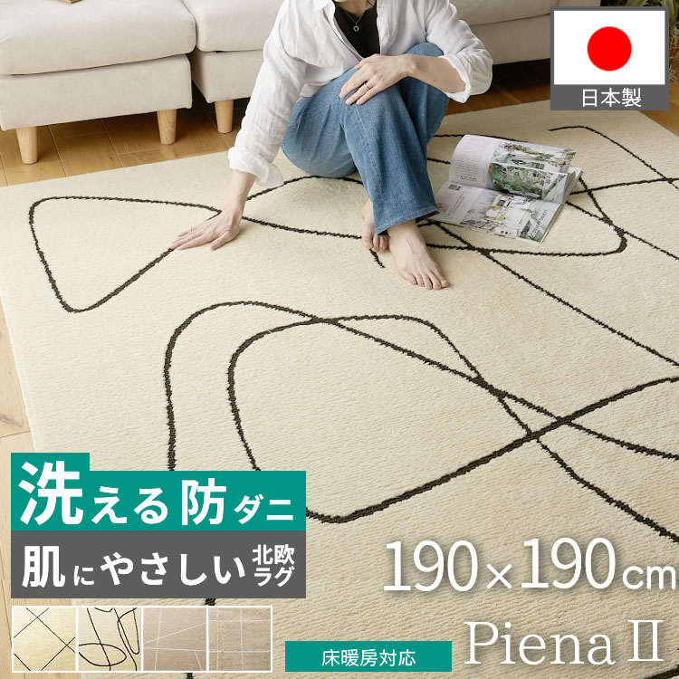 グラムスタイル ラグ カーペット 洗える 防ダニ 2畳 190×190cm