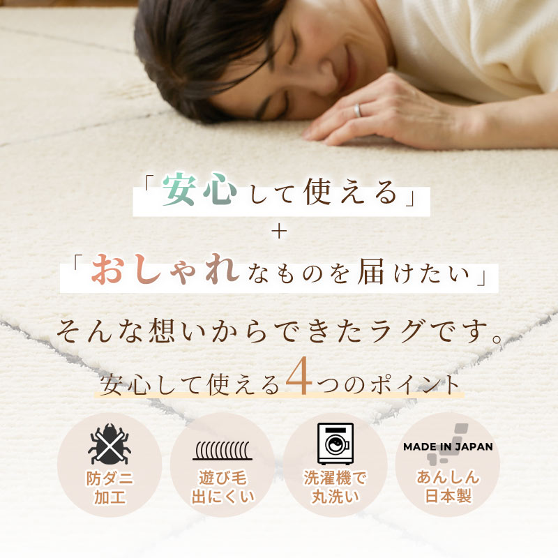 グラムスタイル ラグ カーペット 洗える 防ダニ 3畳 190×240cm