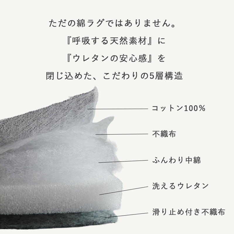 キルトラグ ラグ ラグマット カーペット 洗える 絨毯 おしゃれ 韓国 北欧 キルティング ベビー タオル 綿100％ コットン 長方形 1.5畳 / ピュア 130×190cm | グラムスタイル | 05