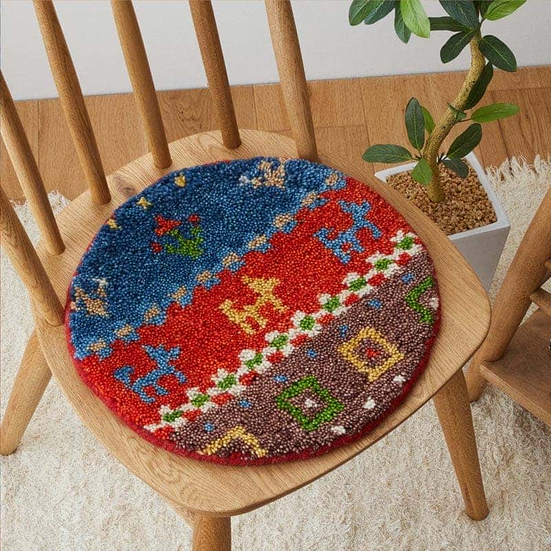 在庫処分 特価 ギャベ ギャッベ 座布団 チェアパッド 丸 35cm クッション ギャベ座布団 ウール 天然素材 円形 丸い 丸型 / エスニックチェアパッド | グラムスタイル | 05