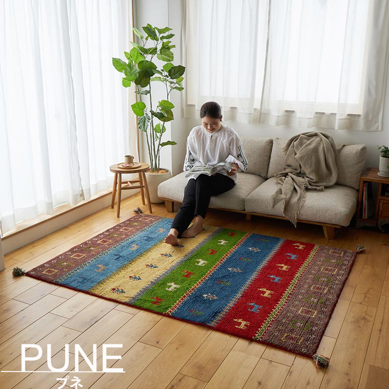 ギャベ ギャッベ ラグ 絨毯 1畳 玄関マット 手織り ギャベ絨毯 ギャッベ絨毯 アジアン / エスニック 80×140 cm | グラムスタイル | 02