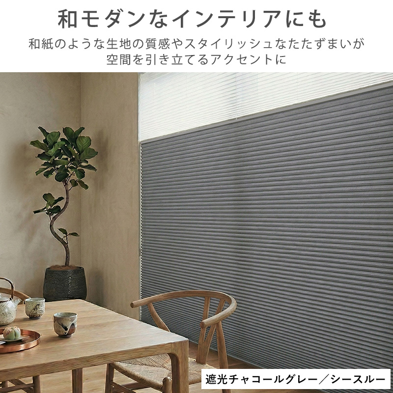 つっぱり ハニカムスクリーン 遮光 シースルー レース オーダー ロールスクリーン ブラインド カーテン 遮熱 / 突っ張り 1級遮光＋シースルー ツインハニカムの画像