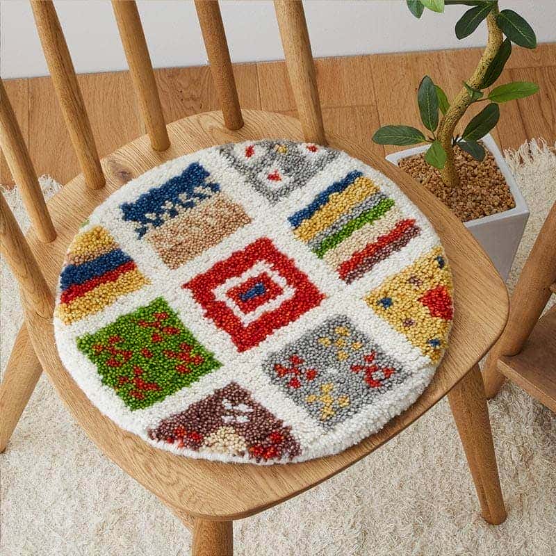 在庫処分 特価 ギャベ ギャッベ 座布団 チェアパッド 丸 35cm クッション ギャベ座布団 ウール 天然素材 円形 丸い 丸型 / エスニックチェアパッド | グラムスタイル | 03