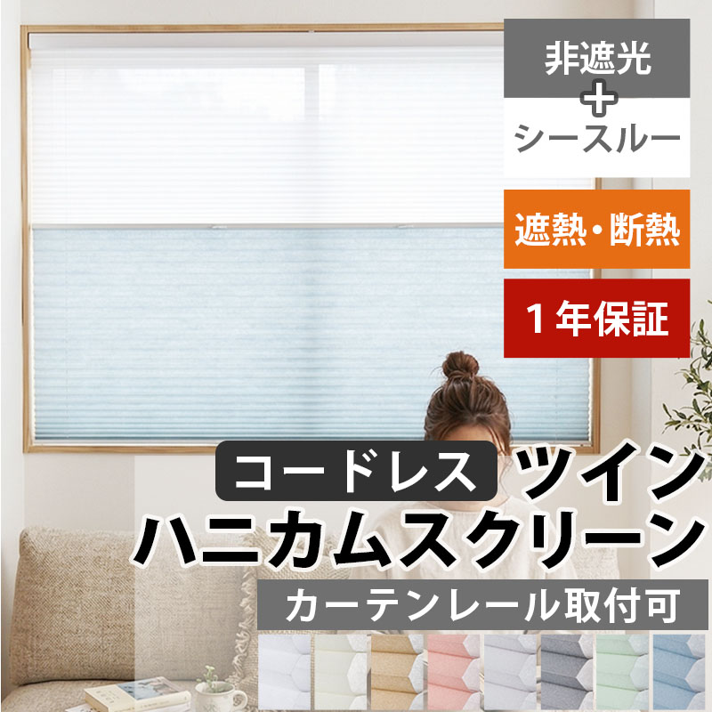 ハニカムスクリーン 採光 シースルー レース オーダー ロールスクリーン ブラインド カーテン 遮熱 断熱 保温 / 非遮光＋シースルー ツインハニカム | グラムスタイル
