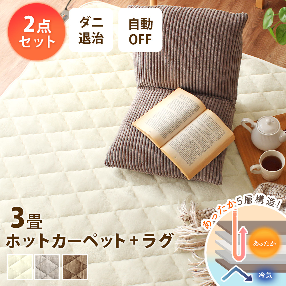 ホットカーペット 3畳 カバー付き ラグ おしゃれ ダニ退治 折りたたみ