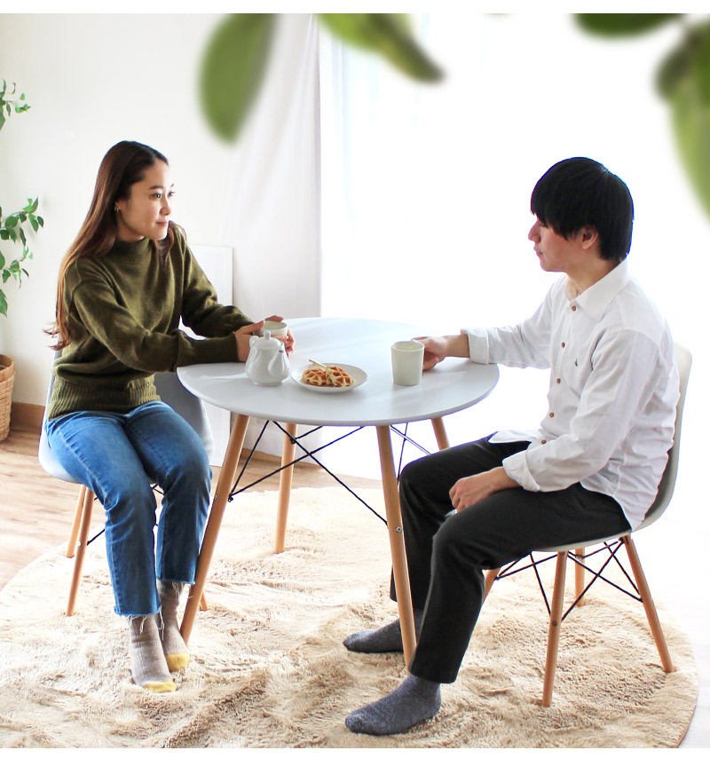 ダイニングテーブルセット 2人用 白 丸テーブル カフェテーブル 北欧風