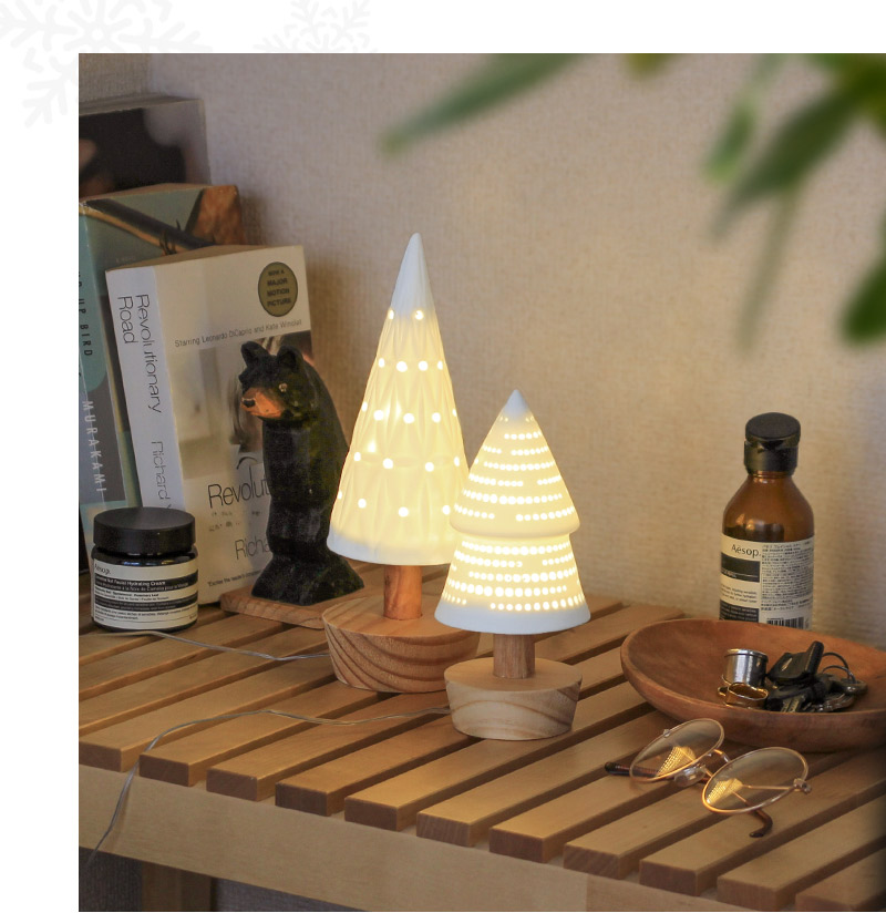 クリスマスツリー LEDライト 卓上 ミニツリー おしゃれ 陶器 オブジェ
