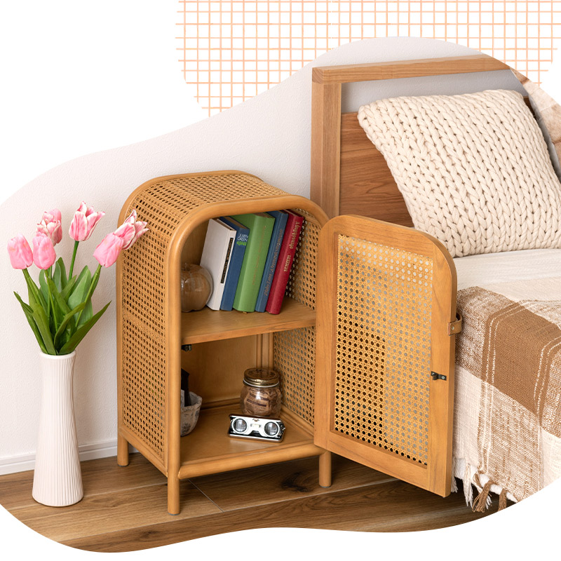 IKEA 棚 ミラーキャビネット（ブランド登録なし）（素材：籐、ラタン