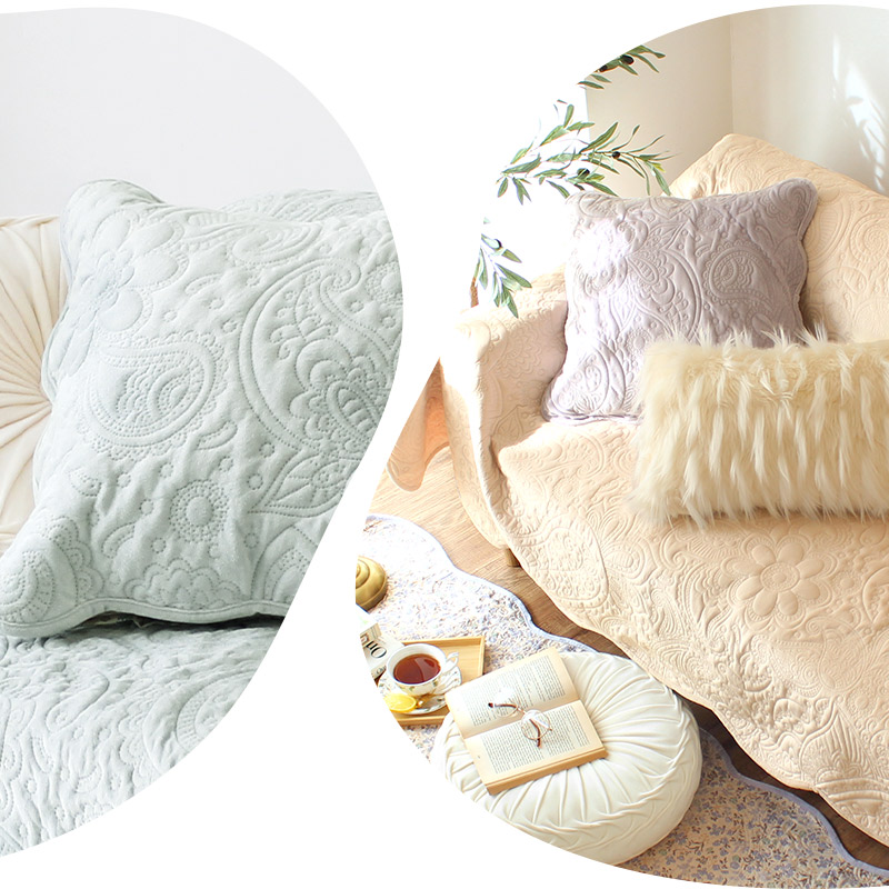 クッションカバー 45×45cm 高級感 キルト シンプル 洗える ベルベット