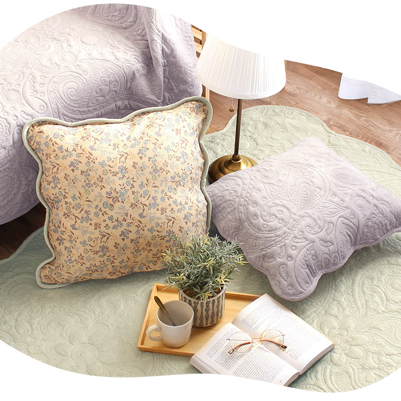 クッションカバー 45×45cm 高級感 キルト シンプル 洗える ベルベット