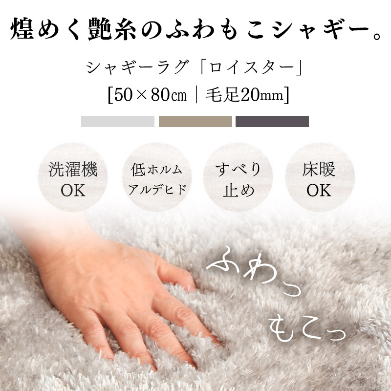 玄関マット 屋内マット 50×80cm 洗える ふわふわ シャギー 滑り止め付き おしゃれ 室内 屋内 ロイスター 爆買 関連画像2