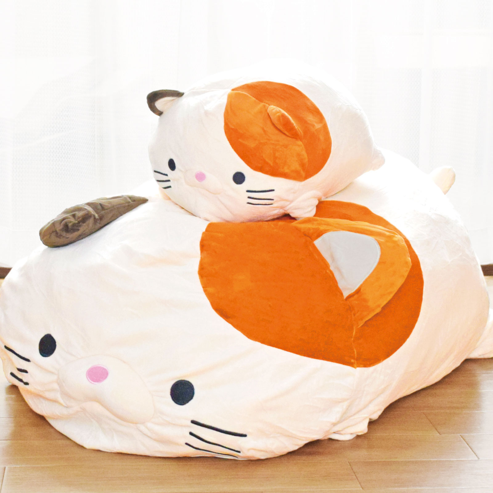 ぬいぐるみ クッション 猫 みけねこ 2個セット かわいい Sサイズ L