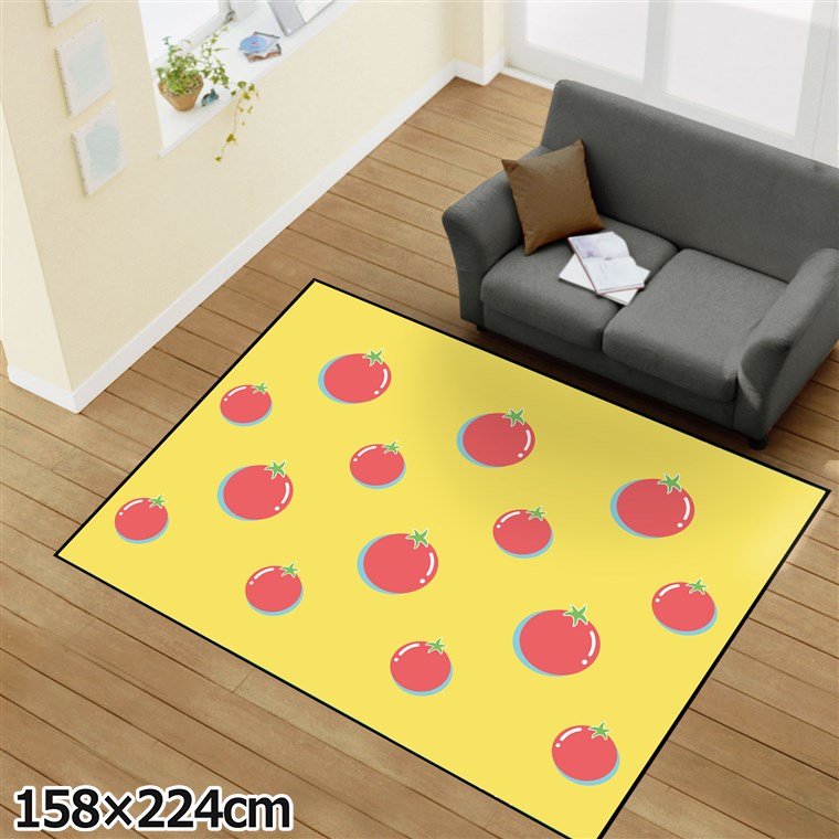 ラグ 洗える 北欧 3畳 約158×224cm 北欧 カーペット イラスト アクセントラグプリント TEN140-Eトマト 母の日