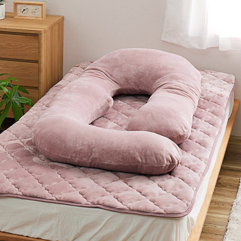 抱き枕 だきまくら 140×70cm 枕 ピロー 洗濯可 フランネル 授乳クッション リビング 無地 G型 あったか かわいい メレンゲタッチの画像