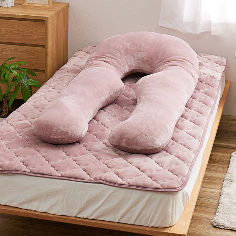 抱き枕 だきまくら 140×70cm 枕 ピロー 洗濯可 フランネル 授乳クッション リビング 無地 U型 あったか かわいい メレンゲタッチの画像