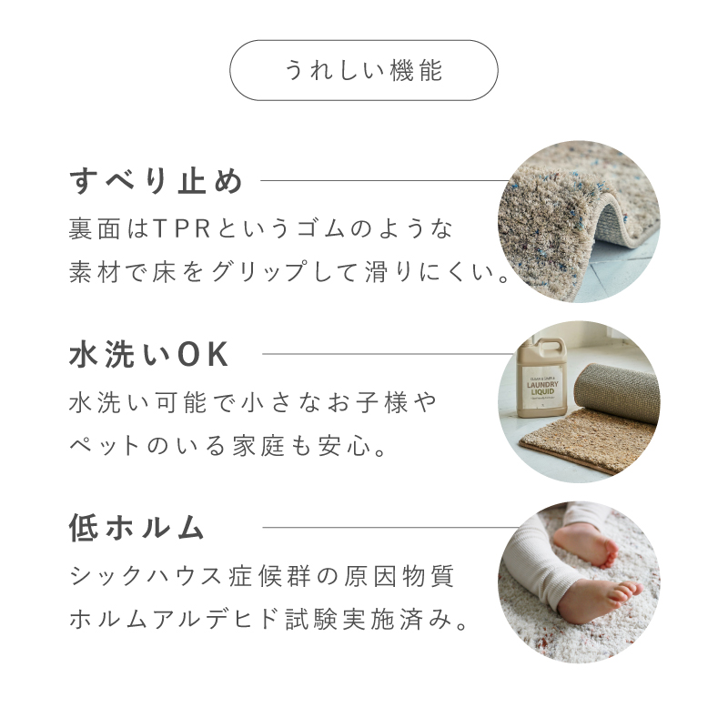 キッチンマット 洗える 滑り止め ふかふか 45×180cm シャギーマット おしゃれ かわいい リーヴァの画像