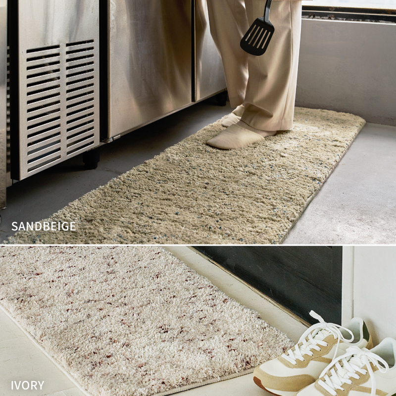 キッチンマット 洗える 滑り止め ふかふか 45×180cm シャギーマット おしゃれ かわいい リーヴァの画像