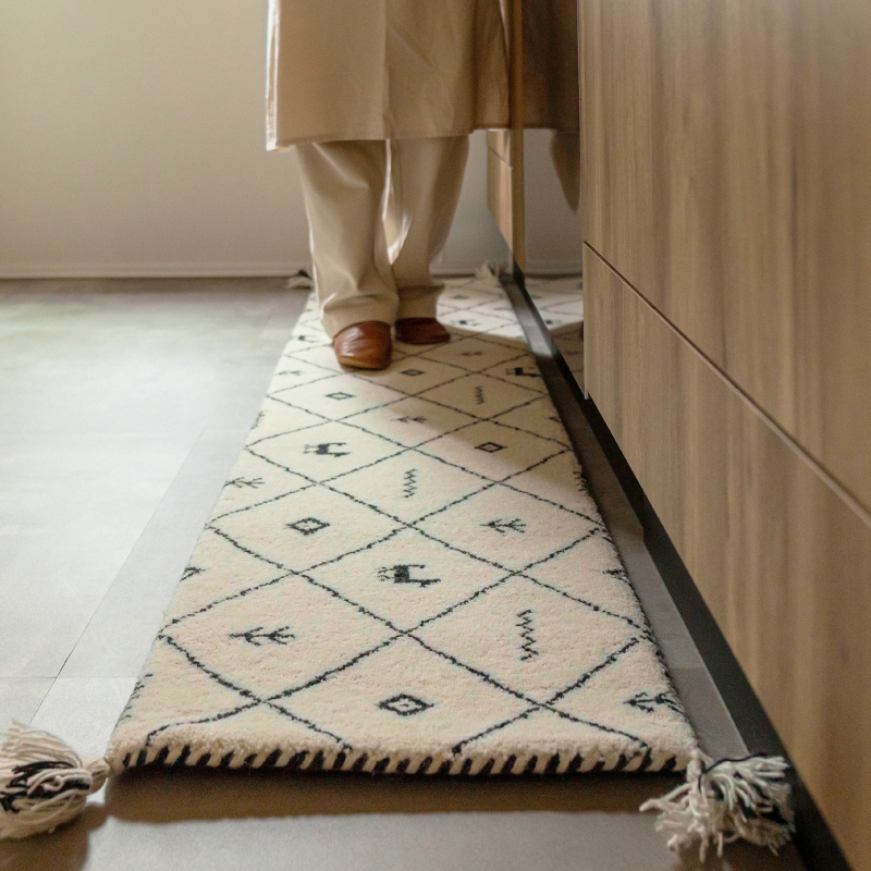 キッチンマット ギャッベ 長座布団 40×120cm 7柄 ウール おしゃれ ギャベ 手織り ラグマット アクセントマット GABBEH D+の画像
