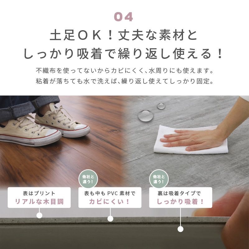 貼ってはがせる木目調フロアタイル 91.4×15.2cm 36枚入 3畳 3帖 DIY フロアマット 床 吸着タイプ 置くだけ 軽量 おしゃれ_16