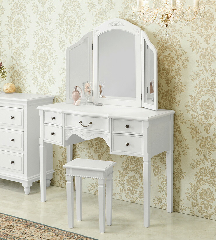 HAGiHARA（萩原） ドレッサー スツール セット 化粧台 鏡台 メイク台