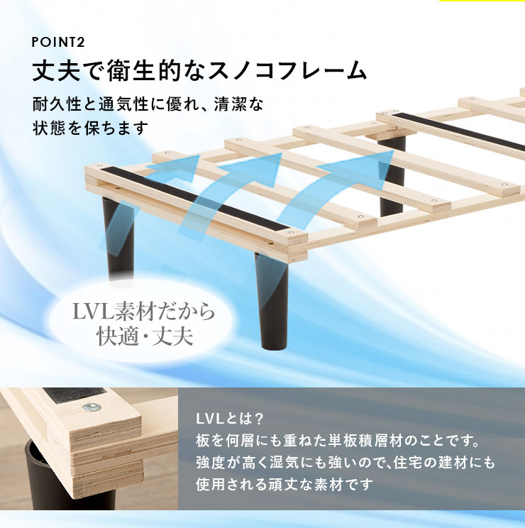HAGiHARA（萩原） 脚付きマットレス マットレス すのこフレーム セミ