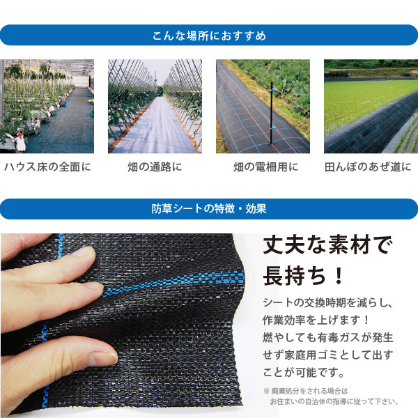 防草シート 通常透水タイプ 幅0.5×長さ100m ブラック シルバーグレー 家庭菜園 雑草 農業 田んぼ 畑 通路 アグリシート BB1515 SG1515_3