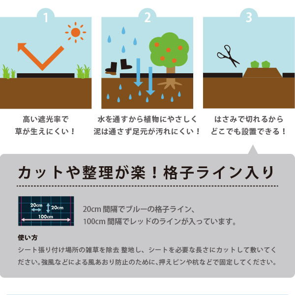 防草シート 通常透水タイプ 幅0.5×長さ100m ブラック シルバーグレー 家庭菜園 雑草 農業 田んぼ 畑 通路 アグリシート BB1515 SG1515_4