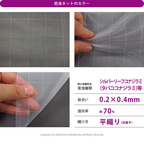 防虫ネット 白生地 白格子付き 0.2×0.4mm 幅1.8×長さ100m 家庭菜園 園芸 畑 農業 サンサンネット ソフライト SL6500_4