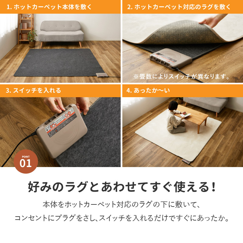 迅速発送！【新品・未開封】★1畳★ ホットカーペット本体 ホットカーペット 1畳 本体 KDI-HC1 約90×180cm電気カーペット