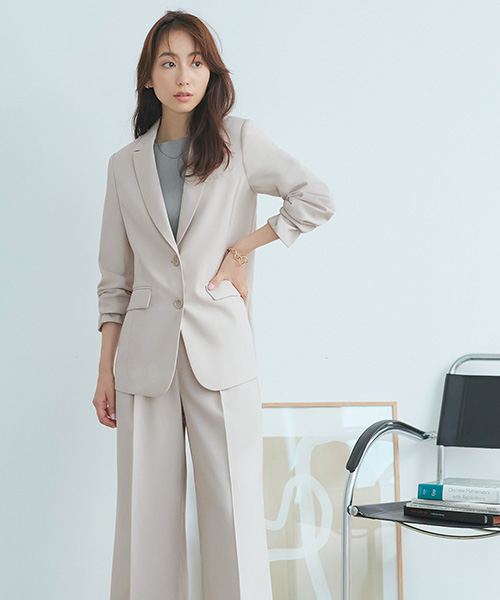 レディース ビジネススーツ パンツスーツ 洗える オフィス 就活 リクルート 面接 フォーマル 大きいサイズ 50代 40代 30代 春夏秋冬 黒 紺 楽ちん ストレッチの画像