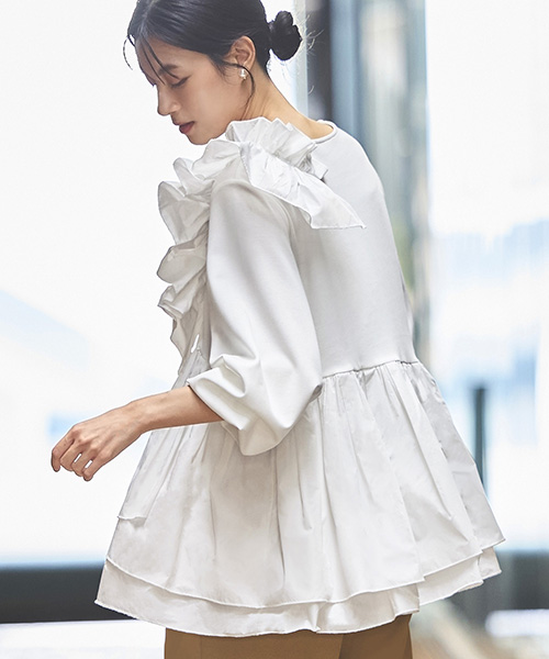 RUIRUE BOUTIQUE レディース 長袖 ブラウス トップス フリル