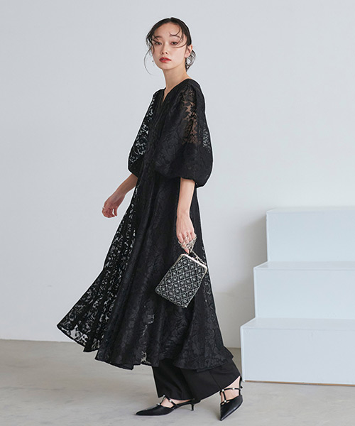 美品＊RUIRUE BOUTIQUE*ツイードセットアップ ワンピーススーツ*黒 RUIRUE BOUTIQUE レディース セットアップ タックワイドパンツ