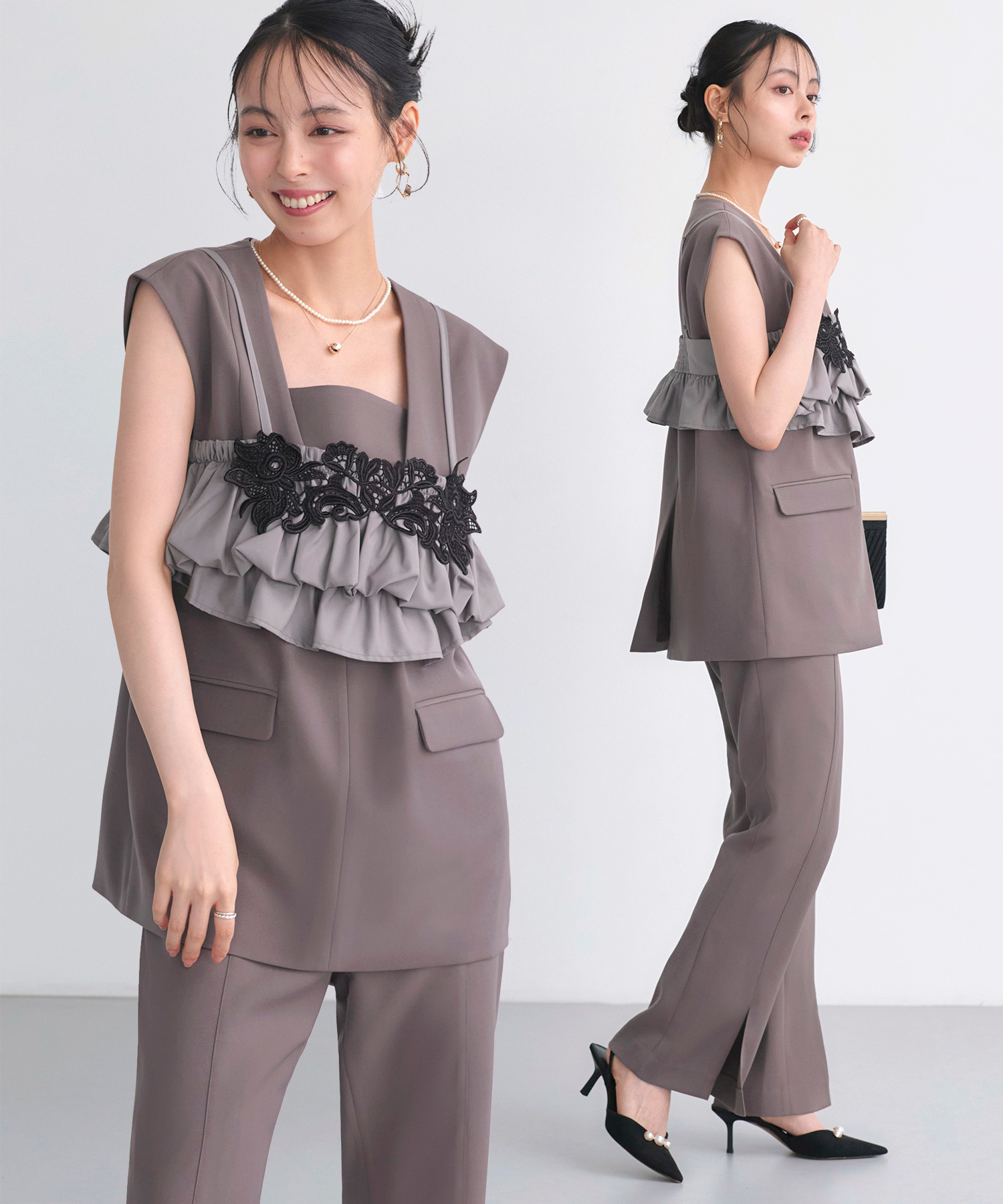 12000→9800円【一回着用】Msize /セットアップ/お呼ばれドレス RUIRUE BOUTIQUE（ルイルエブティック） レディース パンツドレス